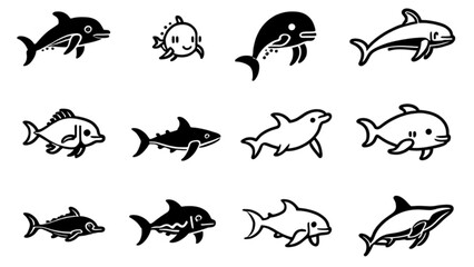 Fototapeta premium かわいい魚アイコンセット｜Cute Fish Icon Collection