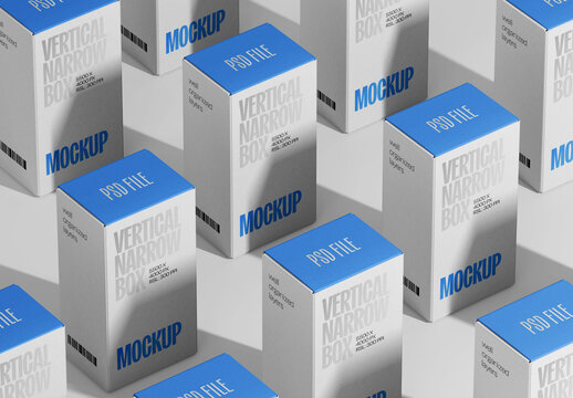 Stacked Vertical Boxes Mockup for Packaging Design and Retail Branding