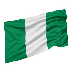 Obraz premium Illustration of Green and White Nigerian Flag Waving on Transparent Background