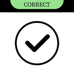 Checkmark or tick mark on speech bubble as a symbol of accept, agree or approval. Icon for app, website and UI. Colorful set of icons, vector illustration