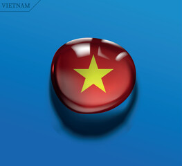 Stylized 3D Vietnam flag badge—ideal for travel media, patriotic campaigns, and educational materials.