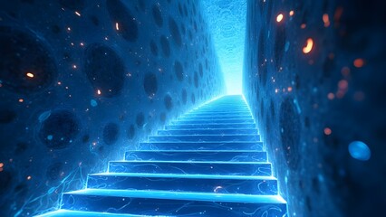 Staircase leading to the light, 3d rendering digital illustration