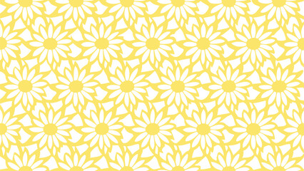 Fototapeta premium Sunflowers With Super Rounded Petals In - Botanical Seamless Vector