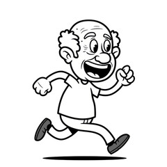 Obraz premium Illustration Of Running Man Cartoon Character Senior On White Background