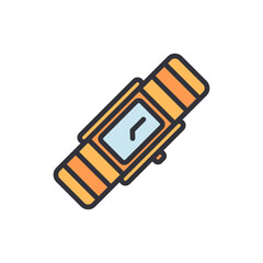 Elegant Wristwatch With Orange Strap On A Transparent Display