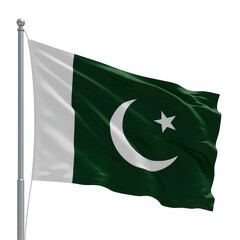Illustration of Pakistan National Flag Waving in The Wind with Green And White