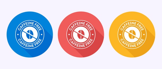Caffeine free icon design illustration, No caffeine badge sticker label in shadow button design