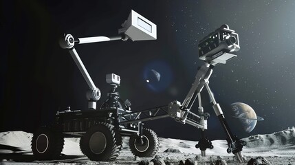AI-Powered Space Exploration Robot: Futuristic Design for Deep Space Missions, Equipped with Machine Learning, Autonomous Navigation, and Extraterrestrial Scanning Capabilities – Ideal for Sci-Fi Conc