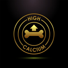 High calcium icon design illustration, High calcium label logo sign symbol in gold color style