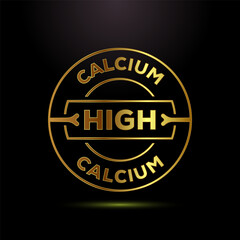 Fototapeta premium High calcium icon design illustration, High calcium label logo sign symbol in gold color style