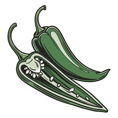 green chilli 3D vector  white background