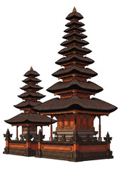 Illustration of Ornate Traditional Balinese Temple with Transparent Background
