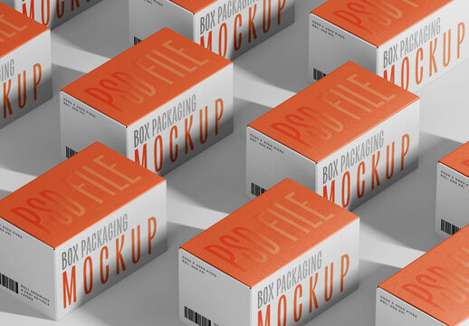 Stacked Landscape Boxes Mockup for Packaging Design and Retail Branding