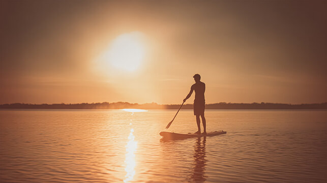 Surfers watch big breaking waves from beach after sunset surf session. Majestic view of orange glowing sandy shore by the Pacific Ocean. Surf buddies on a surf trip at tropical.