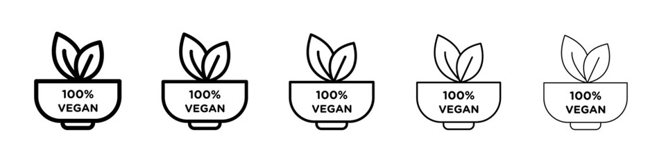 100% vegan icon simple illustration logo art