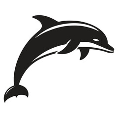 Naklejka premium A dolphin silhouette in black and white against a white backdrop