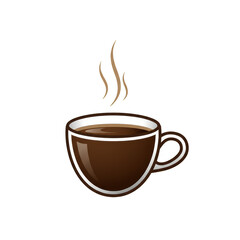Illustration Of Steaming Dark Brown Coffee Cup Drink With Transparent Backdrop