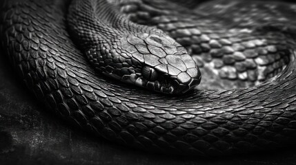 Close-up of a coiled snake