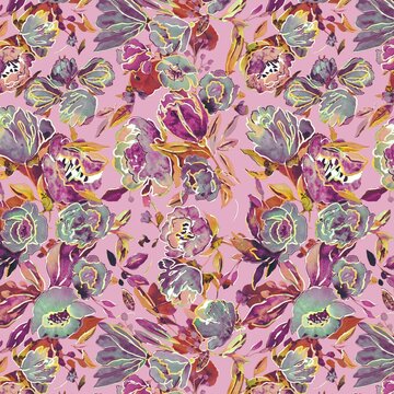 Colourful Abstract watercolor flowers creative seamless floral pattern design new creation art design multi colour floral pattern allover digital print design 