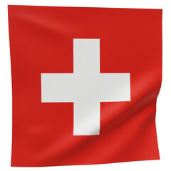 Fototapeta premium Illustration of Swiss National Flag with Red and White Cross Emblem