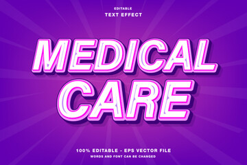 Medical Care 3D Editable Text Effect Template Style Premium