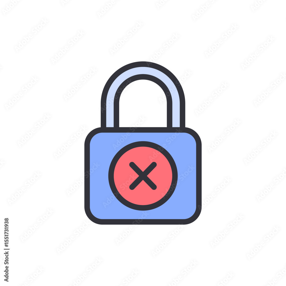 Poster security failure symbolizing inaccessible data with a padlock and cross