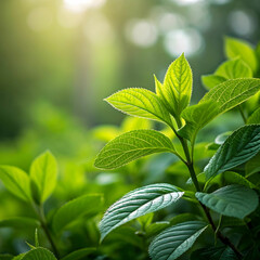 green foliage close up with blurred background