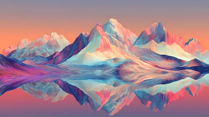 Surreal Sunset Mountain Reflection