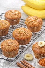 Banana muffins are made from a mixture of raw materials in the form of wheat flour and crushed banana.