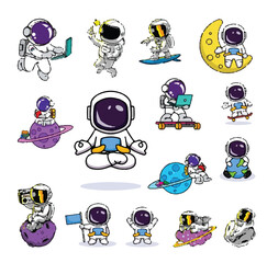 Little Astronaut Exploring the Galaxy – Kids Space Illustration - Astronaut Holding Planet Balloon – Whimsical Space Art - Astronaut Standing on Mars – Sci-Fi Adventure Scene - Astronaut with Rocket