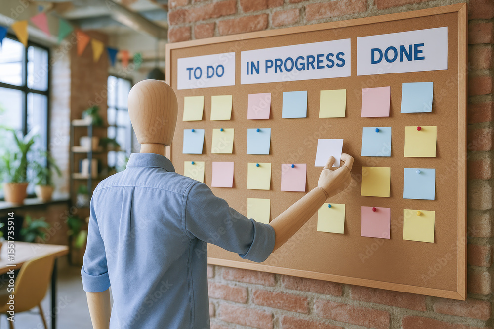 Poster organizing workflow phases and tracking progress efficiently this creative workspace embodies agile 