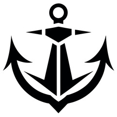 Simple Black and White Anchor Symbol Nautical, Maritime, and Sea Icon
