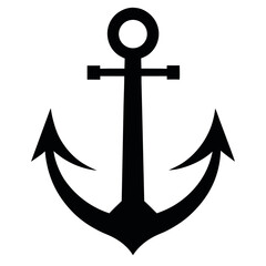 Simple Black and White Nautical Anchor Drawing on White Background for Maritime Designs