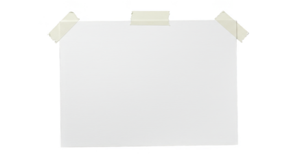 Illustration of White Paper Note with Adhesive Tapes on Transparent Background