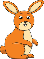 Cute rabbit cartoon. Flat vector illustration. Wild life animals. Cute animal on white background