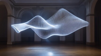 Luminescent Sculpture in Grand Hall: A Study in Light and Form