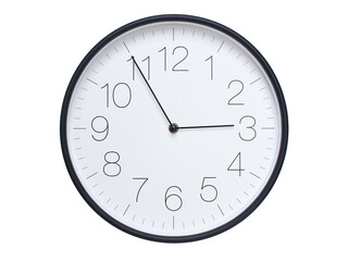 Simple wall clock with black frame and white face displaying 02:55 or 14:55. Ideal for time, schedule, and punctuality themes.