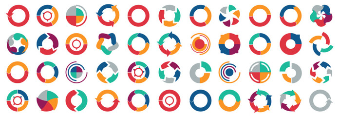 Circular arrow abstract logo collection. Set of arrow icons. Circle abstract arrow sign collection