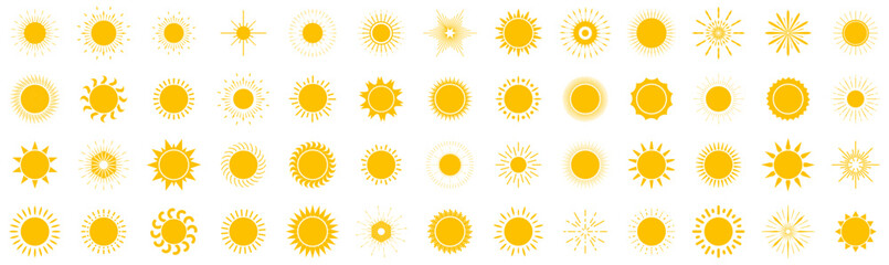 Set of abstract yellow sun icon. Vector illustration