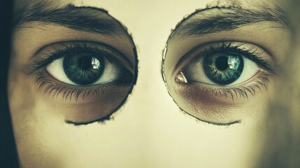 Close-up of eyes with cutouts