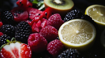 Close-up of colorful fresh fruits