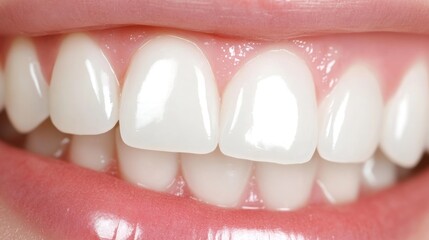 Close-up of healthy teeth and lips