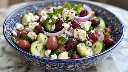 Delicious Greek Salad with Feta, Olives, and Cucumbers