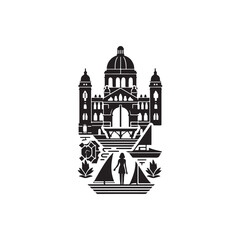 Sustainable Living Festivals(Victoria) Silhouette Vector Illustration, Solid White Background.