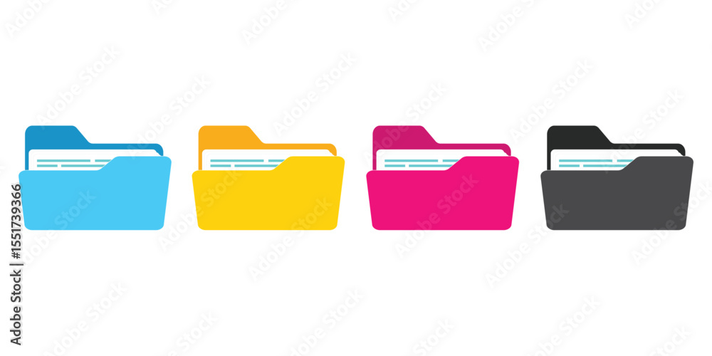 Aufkleber computer file folder icons set. colorful document folders. office folder icons with documents. folde