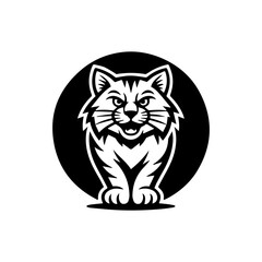 Wild Cat Logo in Black and White, Wild Cat Emblem.