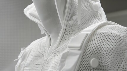 Close-up of white futuristic garment