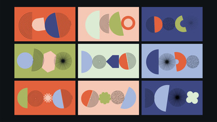 Abstract minimal shape collage background Set