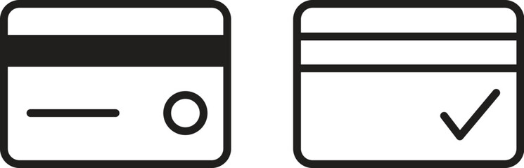 credit card icon. atm card symbol with chip. simple bank debit card vector on transparent background.