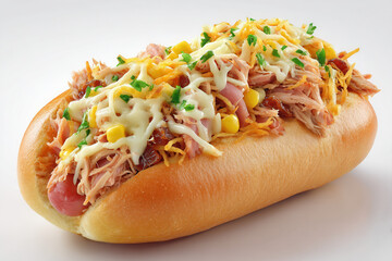  Brazilian hotdog with soft bun Generative AI	
